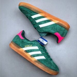 Adidas Gazelle Green and Pink Sneakers